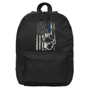 Patriotic German Shepherd K9 Unit Thin Blue Line Police Gift 16 in Basic Backpack