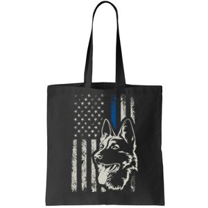 Patriotic German Shepherd K9 Unit Thin Blue Line Police Gift Tote Bag