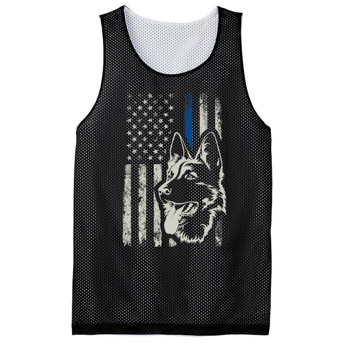 Patriotic German Shepherd K9 Unit Thin Blue Line Police Gift Mesh Reversible Basketball Jersey Tank