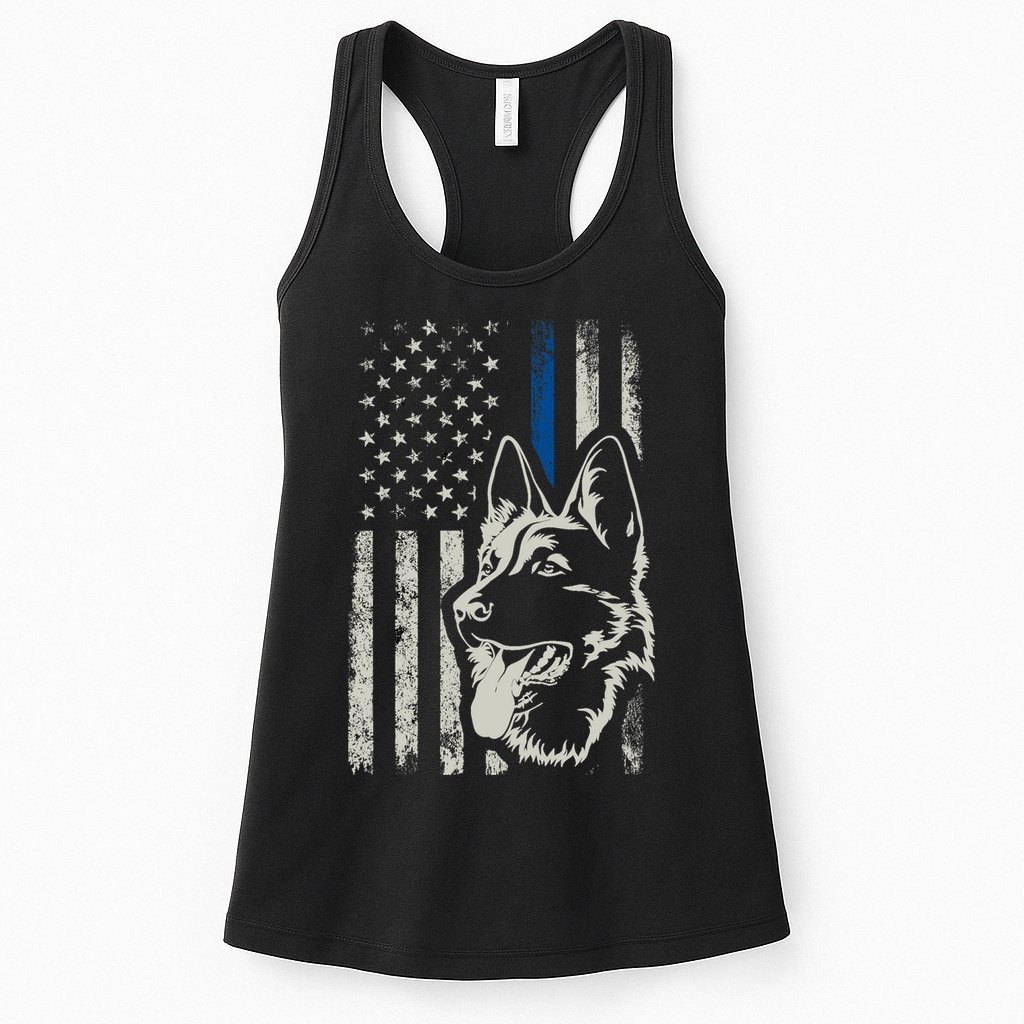 Patriotic German Shepherd K9 Unit Thin Blue Line Police Gift Womens Tank Top