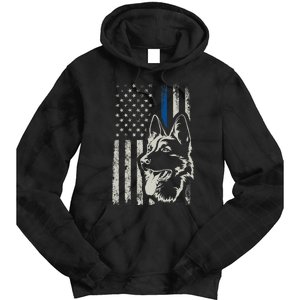 Patriotic German Shepherd K9 Unit Thin Blue Line Police Gift Tie Dye Hoodie