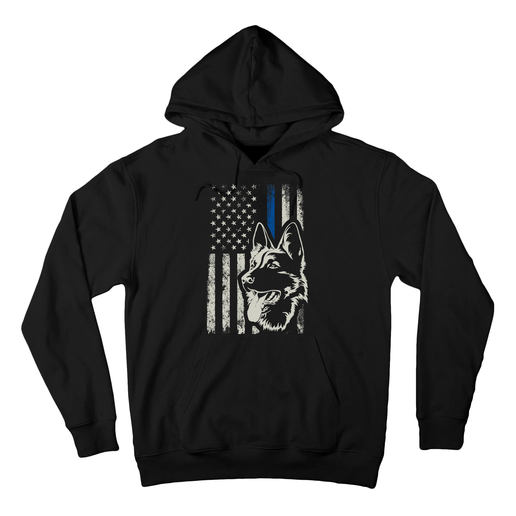 Patriotic German Shepherd K9 Unit Thin Blue Line Police Gift Tall Hoodie