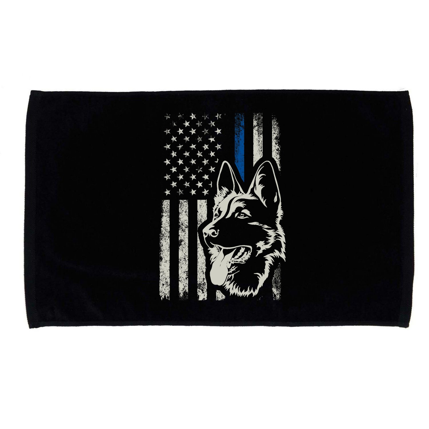 Patriotic German Shepherd K9 Unit Thin Blue Line Police Gift Microfiber Hand Towel