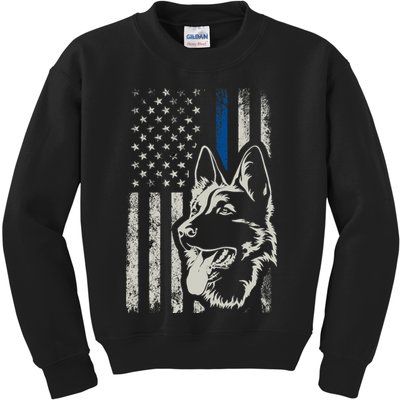 Patriotic German Shepherd K9 Unit Thin Blue Line Police Gift Kids Sweatshirt
