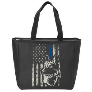 Patriotic German Shepherd K9 Unit Thin Blue Line Police Gift Zip Tote Bag