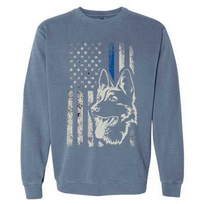 Patriotic German Shepherd K9 Unit Thin Blue Line Police Gift Garment-Dyed Sweatshirt