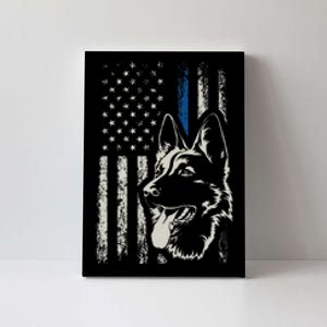 Patriotic German Shepherd K9 Unit Thin Blue Line Police Gift Canvas