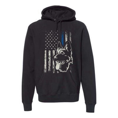 Patriotic German Shepherd K9 Unit Thin Blue Line Police Gift Premium Hoodie