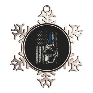 Patriotic German Shepherd K9 Unit Thin Blue Line Police Gift Metallic Star Ornament