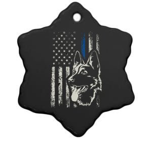 Patriotic German Shepherd K9 Unit Thin Blue Line Police Gift Ceramic Star Ornament