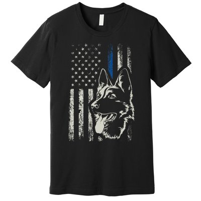 Patriotic German Shepherd K9 Unit Thin Blue Line Police Gift Premium T-Shirt