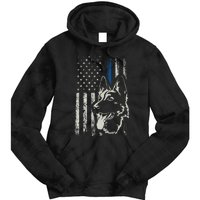 Patriotic German Shepherd K9 Unit Thin Blue Line Police Gift Tie Dye Hoodie