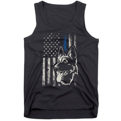 Patriotic German Shepherd K9 Unit Thin Blue Line Police Gift Tank Top