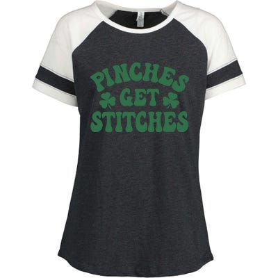 Pinches Get Stitches Lucky Day Patrick's Day Gift Enza Ladies Jersey Colorblock Tee