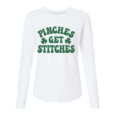 Pinches Get Stitches Lucky Day Patrick's Day Gift Womens Cotton Relaxed Long Sleeve T-Shirt