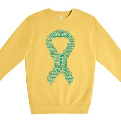 Postgreat Gifttraumatic Stress Disorder Awareness Month Teal Ribbon Funny Gift Premium Crewneck Sweatshirt