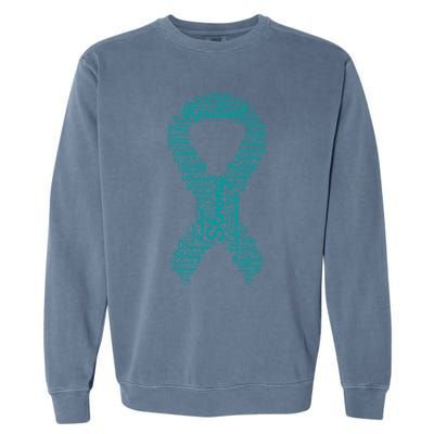 Postgreat Gifttraumatic Stress Disorder Awareness Month Teal Ribbon Funny Gift Garment-Dyed Sweatshirt