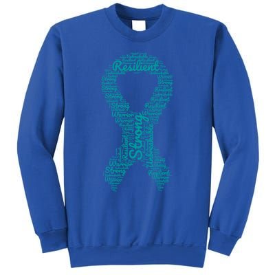 Postgreat Gifttraumatic Stress Disorder Awareness Month Teal Ribbon Funny Gift Sweatshirt