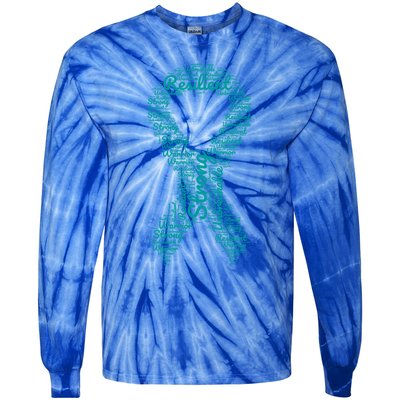 Postgreat Gifttraumatic Stress Disorder Awareness Month Teal Ribbon Funny Gift Tie-Dye Long Sleeve Shirt