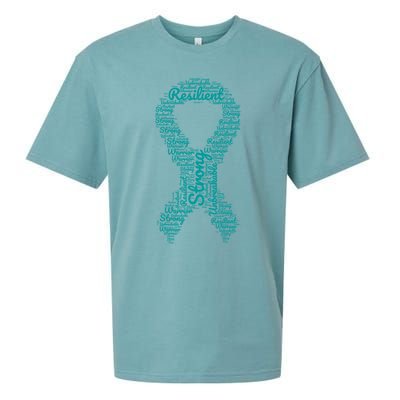 Postgreat Gifttraumatic Stress Disorder Awareness Month Teal Ribbon Funny Gift Sueded Cloud Jersey T-Shirt