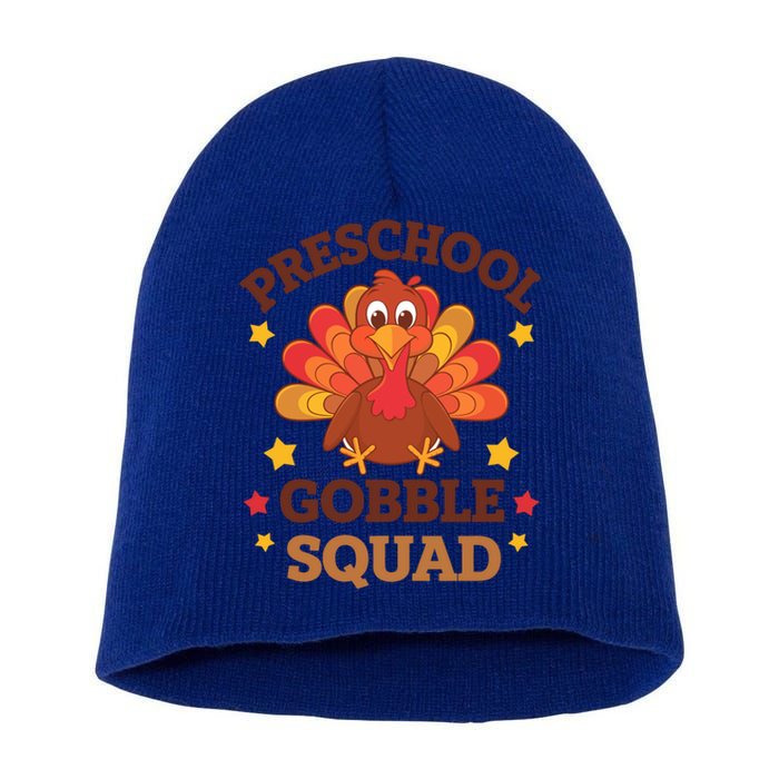 Preschool Gobble Squad Cute Turkey Thanksgiving Teacher Gift Short Acrylic Beanie