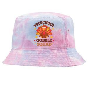 Preschool Gobble Squad Cute Turkey Thanksgiving Teacher Gift Tie-Dyed Bucket Hat