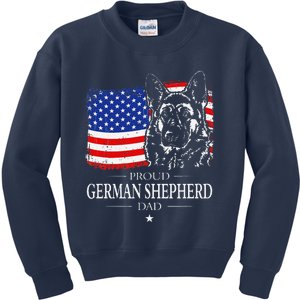 Proud German Shepherd Dad American Flag Patriotic Dog Gift Kids Sweatshirt