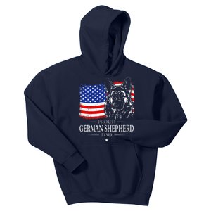 Proud German Shepherd Dad American Flag Patriotic Dog Gift Kids Hoodie