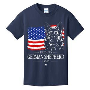 Proud German Shepherd Dad American Flag Patriotic Dog Gift Kids T-Shirt