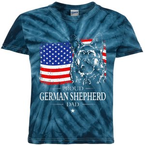 Proud German Shepherd Dad American Flag Patriotic Dog Gift Kids Tie-Dye T-Shirt