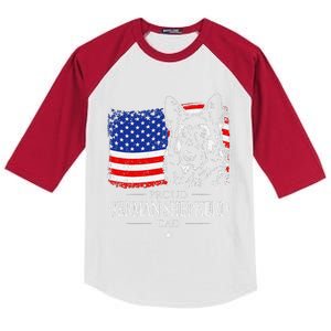 Proud German Shepherd Dad American Flag Patriotic Dog Gift Kids Colorblock Raglan Jersey