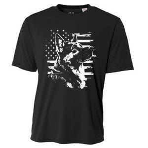 Patriotic German Shepherd AMERICAN FLAG 4th Of July Gifts Cooling Performance Crew T-Shirt