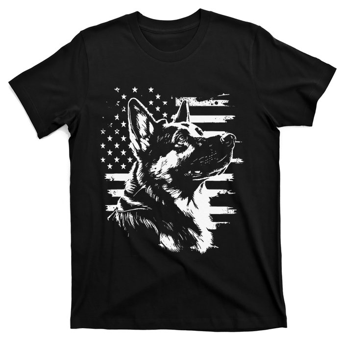 Patriotic German Shepherd AMERICAN FLAG 4th Of July Gifts T-Shirt