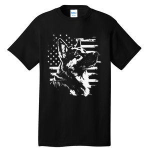 Patriotic German Shepherd AMERICAN FLAG 4th Of July Gifts Tall T-Shirt