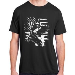 Patriotic German Shepherd AMERICAN FLAG 4th Of July Gifts Adult ChromaSoft Performance T-Shirt