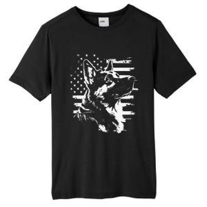 Patriotic German Shepherd AMERICAN FLAG 4th Of July Gifts Tall Fusion ChromaSoft Performance T-Shirt