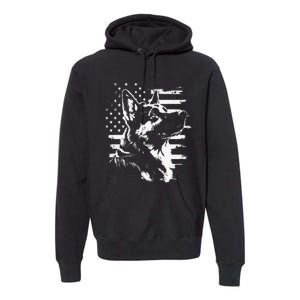 Patriotic German Shepherd AMERICAN FLAG 4th Of July Gifts Premium Hoodie