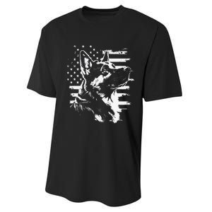 Patriotic German Shepherd AMERICAN FLAG 4th Of July Gifts Performance Sprint T-Shirt