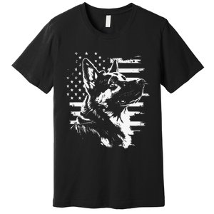 Patriotic German Shepherd AMERICAN FLAG 4th Of July Gifts Premium T-Shirt