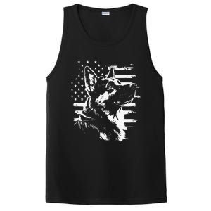 Patriotic German Shepherd AMERICAN FLAG 4th Of July Gifts PosiCharge Competitor Tank