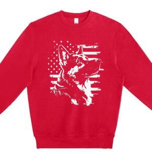 Patriotic German Shepherd AMERICAN FLAG 4th Of July Gifts Premium Crewneck Sweatshirt