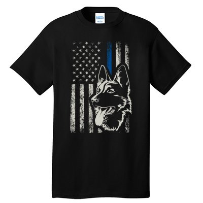 Patriotic German Shepherd K9 Unit Thin Blue Line Police Gift Tall T-Shirt