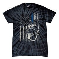 Patriotic German Shepherd K9 Unit Thin Blue Line Police Gift Tie-Dye T-Shirt