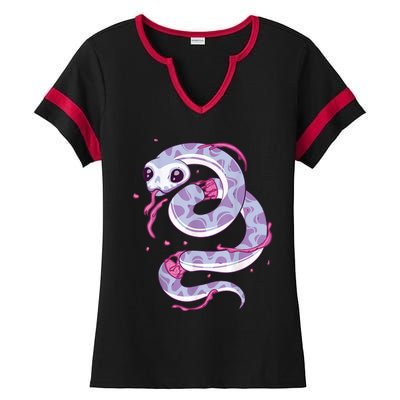 Pastel Goth Snake Creepy Serpent Kawaii Emo Nu Goth Ladies Halftime Notch Neck Tee