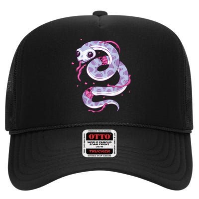 Pastel Goth Snake Creepy Serpent Kawaii Emo Nu Goth High Crown Mesh Back Trucker Hat