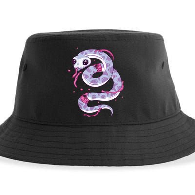 Pastel Goth Snake Creepy Serpent Kawaii Emo Nu Goth Sustainable Bucket Hat