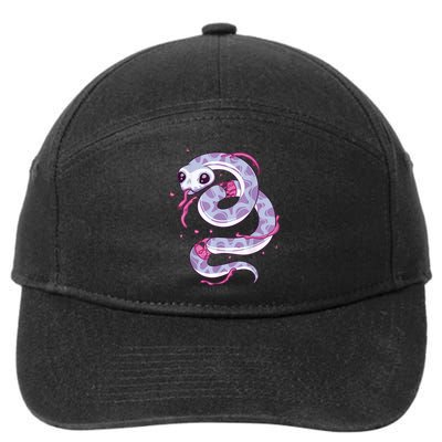 Pastel Goth Snake Creepy Serpent Kawaii Emo Nu Goth 7-Panel Snapback Hat