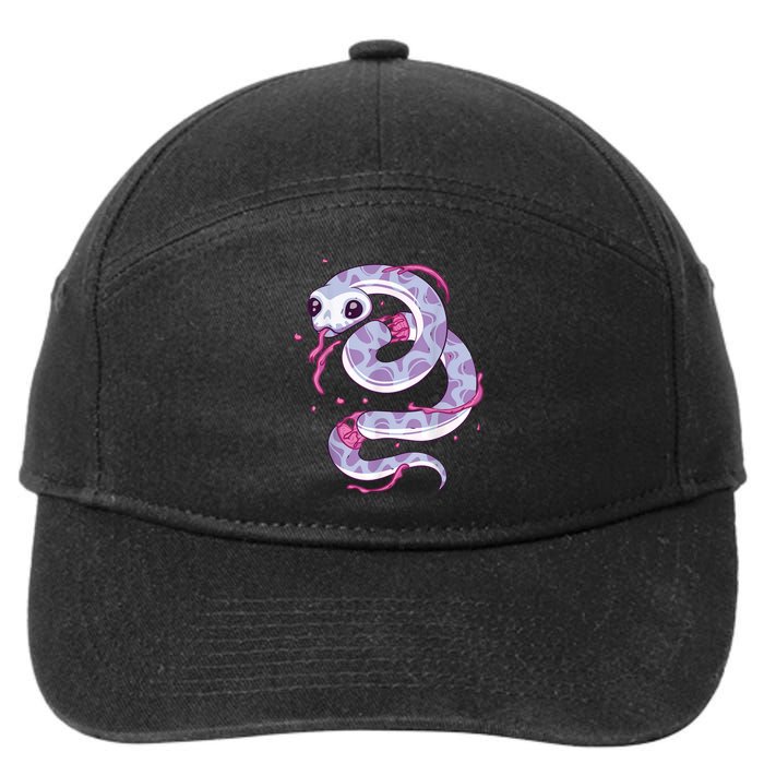 Pastel Goth Snake Creepy Serpent Kawaii Emo Nu Goth 7-Panel Snapback Hat