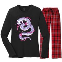 Pastel Goth Snake Creepy Serpent Kawaii Emo Nu Goth Women's Long Sleeve Flannel Pajama Set 