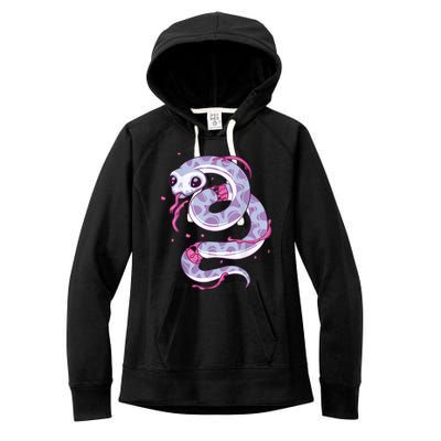 Pastel Goth Snake Creepy Serpent Kawaii Emo Nu Goth Women's Fleece Hoodie